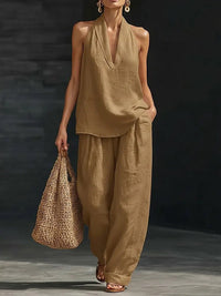 V-Neck Tank Top & Pants Set