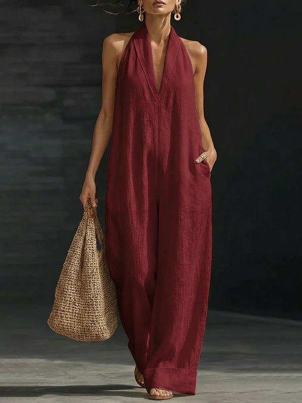 V-Neck Sleeveless Jumpsuit