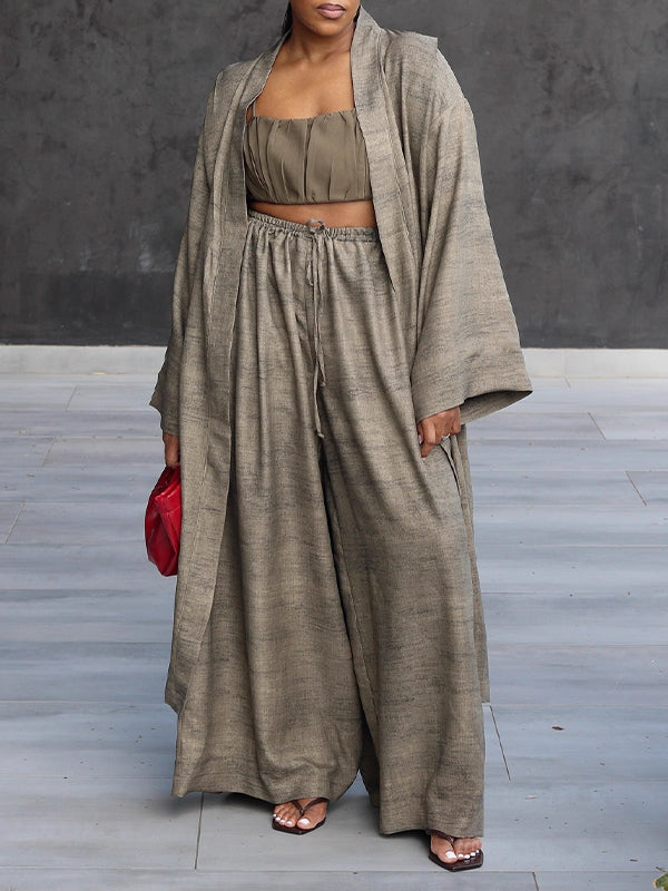 Open-Front 3PC Pants Set