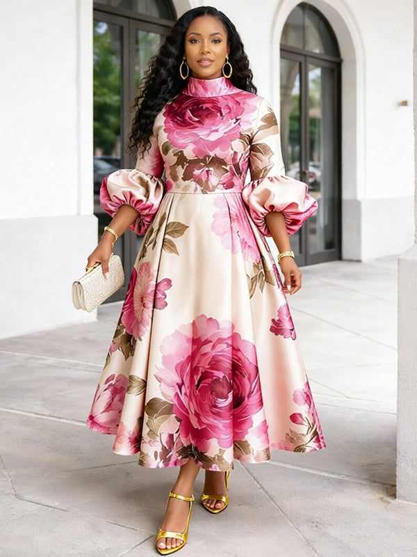 Floral Puff-Sleeve Dress