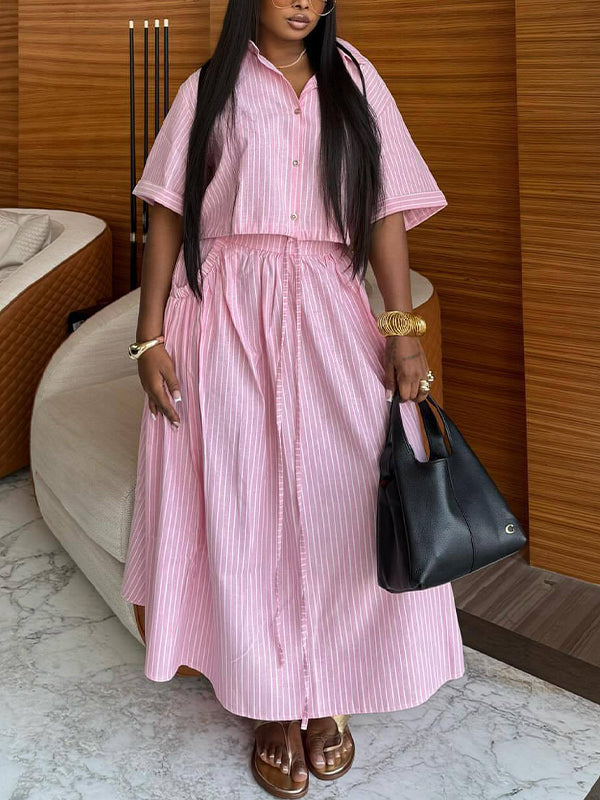 Stripe Shirt & Skirt Set