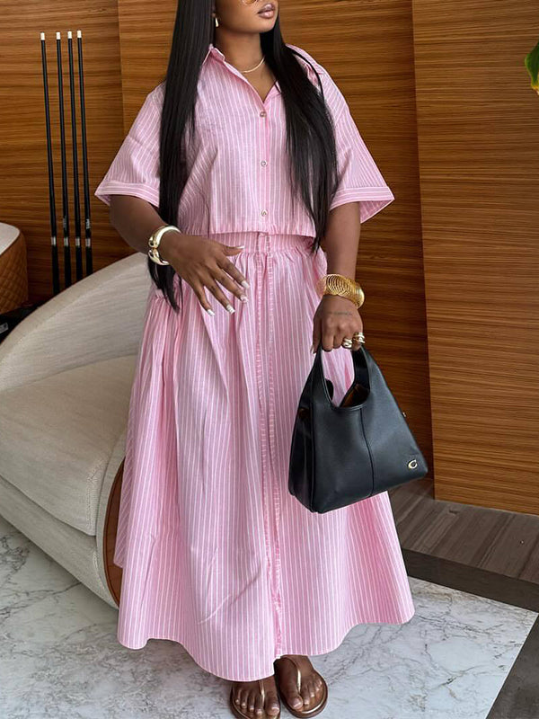 Stripe Shirt & Skirt Set