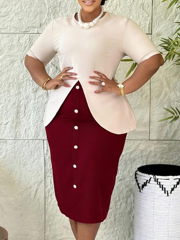 Two-Tone Combo Bodycon Dress