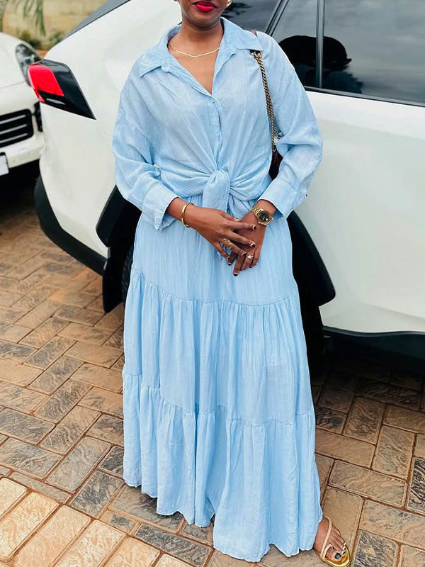 Solid Shirt & Ruffle Skirt Set