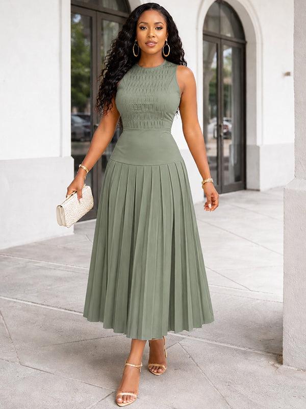 Sleeveless Pleated Dress