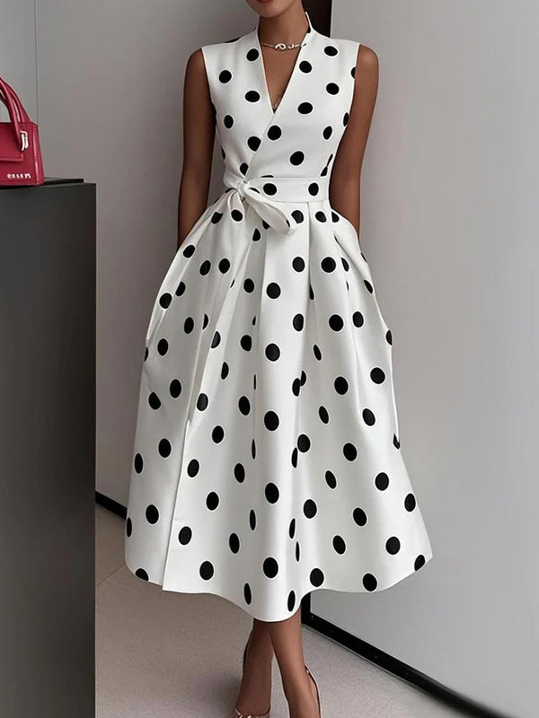 Dot Tied Sleeveless Dress