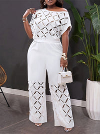 Cutout Boat-Neck Top & Pants Set