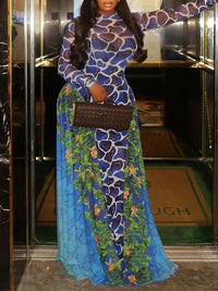 Printed Combo Maxi Dress