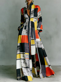 Printed Button-Front Shirt Dress