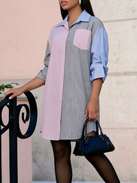 Stripe Combo Shirt Dress