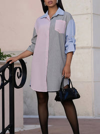 Stripe Combo Shirt Dress