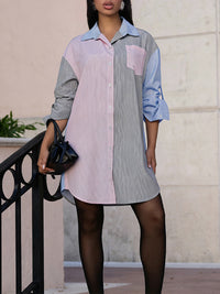 Stripe Combo Shirt Dress