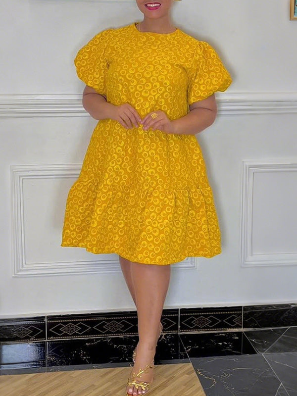 Printed Puff-Sleeve Dress