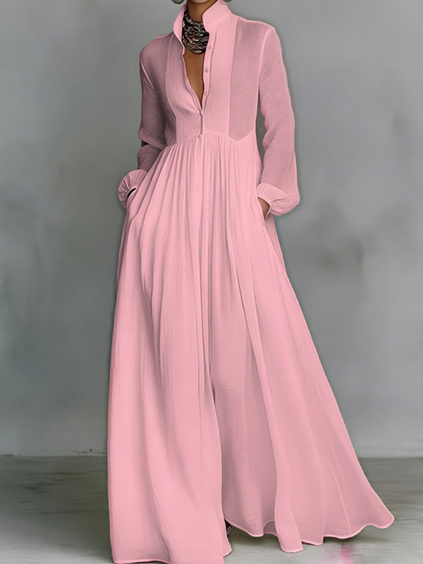 Solid Button-Front Shirt Dress