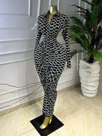 Printed Ruched Bodycon Dress