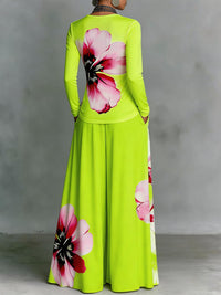 Floral Top & Wide-Leg Pants Set