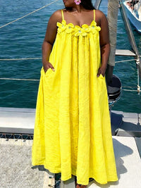 Solid Floral Cami Dress