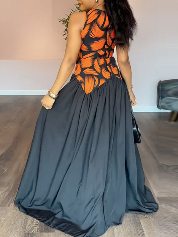 Printed Combo Sleeveless Dress
