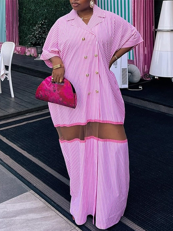Stripe Double-Breasted Dress