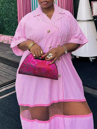 Stripe Double-Breasted Dress