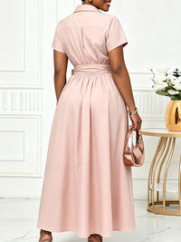 Solid Tied Shirt Dress