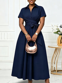 Solid Tied Shirt Dress
