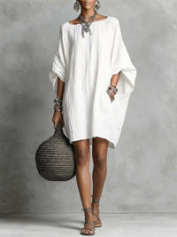 Solid Batwing-Sleeve Dress