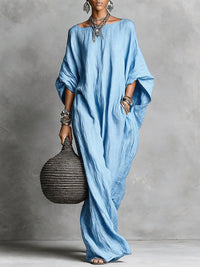 Solid Batwing-Sleeve Maxi Dress