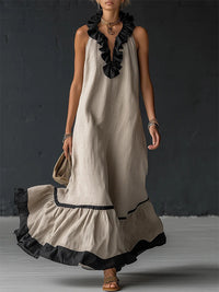 Ruffle Contrast Sleeveless Dress