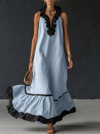 Ruffle Contrast Sleeveless Dress