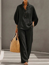 Button-Front Shirt & Pants Set