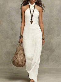 Solid Halter Maxi Dress