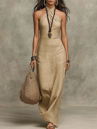 Solid Halter Maxi Dress