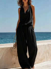 Cowl-Neck Tank Top & Pants Set
