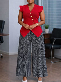 Button Vest & Pleated Pants Set