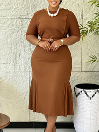 Button Belted Bodycon Dress