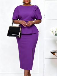 Solid Peplum Bodycon Dress