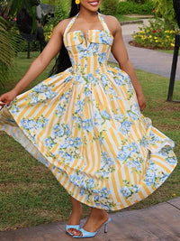 Printed Tied Halter Dress