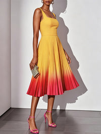 Ombre Pleated Sleeveless Dress