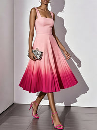 Ombre Pleated Sleeveless Dress