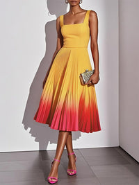 Ombre Pleated Sleeveless Dress
