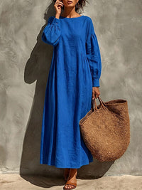 Solid Long Sleeve Flowy Maxi Dress