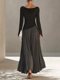 Two-Tone Combo Pleated Dress