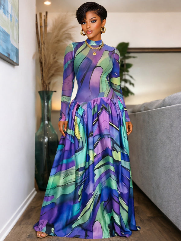 Printed Combo Maxi Dress