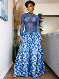 Printed Combo Maxi Dress