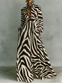 Printed Button-Front Maxi Dress