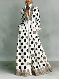 Printed Button-Front Maxi Dress