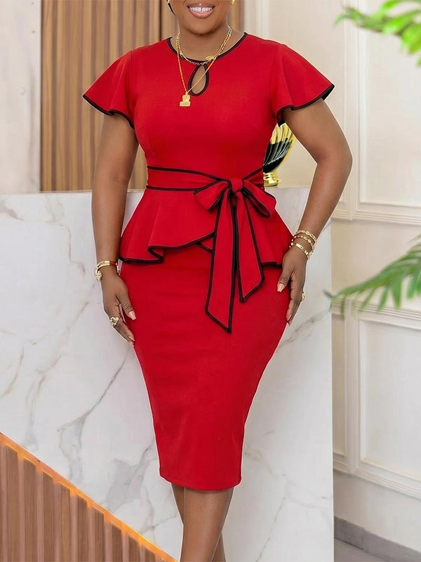 Contrast Tied Bodycon Dress