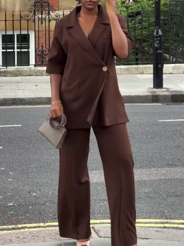 One-Button Blazer & Pants Set