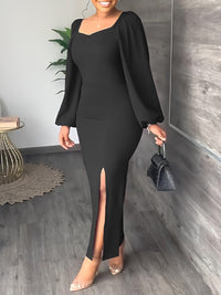 Solid Side-Slit Bodycon Dress
